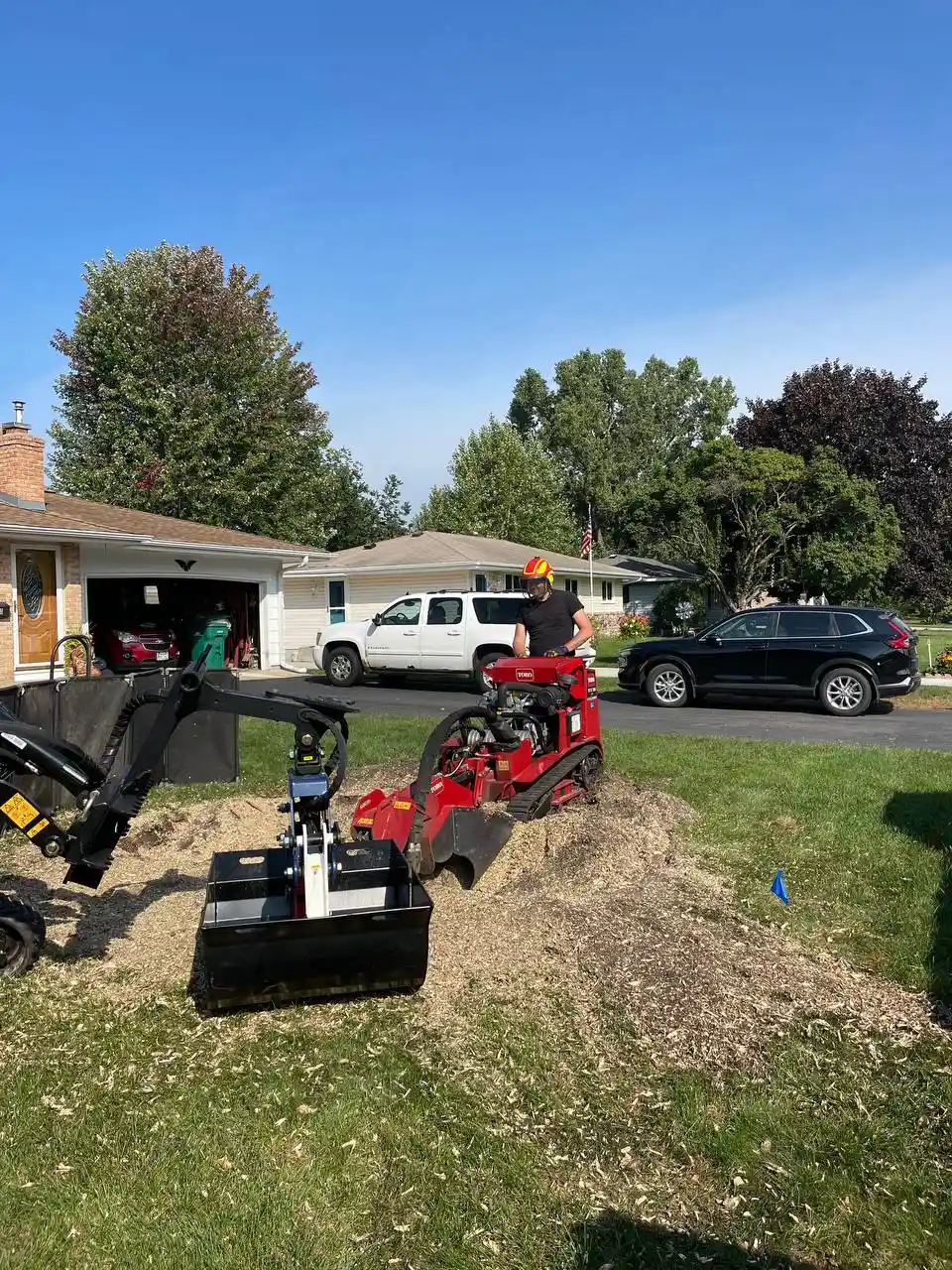 Stump grinding at residential property after tree removal in Twin Cities MN